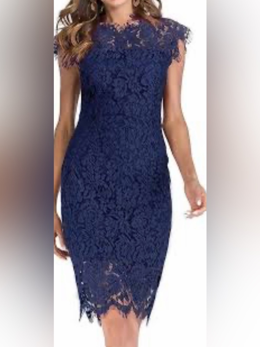 Elegant Navy Lace Sheath Dress - Classic Women's Cocktail Dress 14